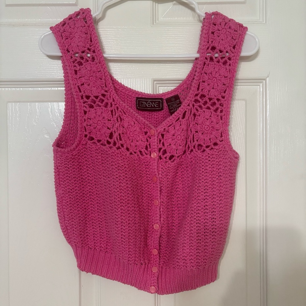 Pink Crochet Cardigan Vintage